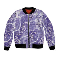 Japanese Koi Fish Bomber Jacket Purple Wagara Palaka Honohono Pikake Lei