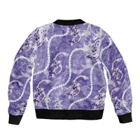 Japanese Koi Fish Bomber Jacket Purple Wagara Palaka Honohono Pikake Lei