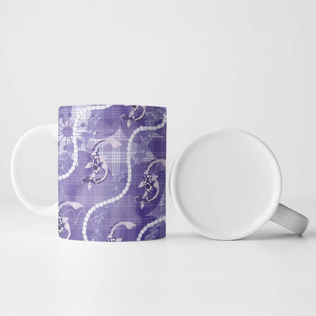 Japanese Koi Fish Ceramic Mug Purple Wagara Palaka Honohono Pikake Lei LT9 - Polynesian Pride