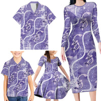Japanese Koi Fish Family Matching Long Sleeve Bodycon Dress and Hawaiian Shirt Purple Wagara Palaka Honohono Pikake Lei LT9 - Polynesian Pride