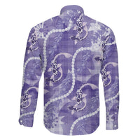 Japanese Koi Fish Family Matching Off The Shoulder Long Sleeve Dress and Hawaiian Shirt Purple Wagara Palaka Honohono Pikake Lei LT9 - Polynesian Pride