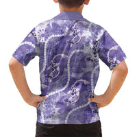 Japanese Koi Fish Family Matching Short Sleeve Bodycon Dress and Hawaiian Shirt Purple Wagara Palaka Honohono Pikake Lei LT9 - Polynesian Pride