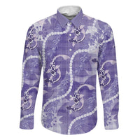 Japanese Koi Fish Family Matching Short Sleeve Bodycon Dress and Hawaiian Shirt Purple Wagara Palaka Honohono Pikake Lei LT9 Dad's Shirt - Long Sleeve Purple - Polynesian Pride