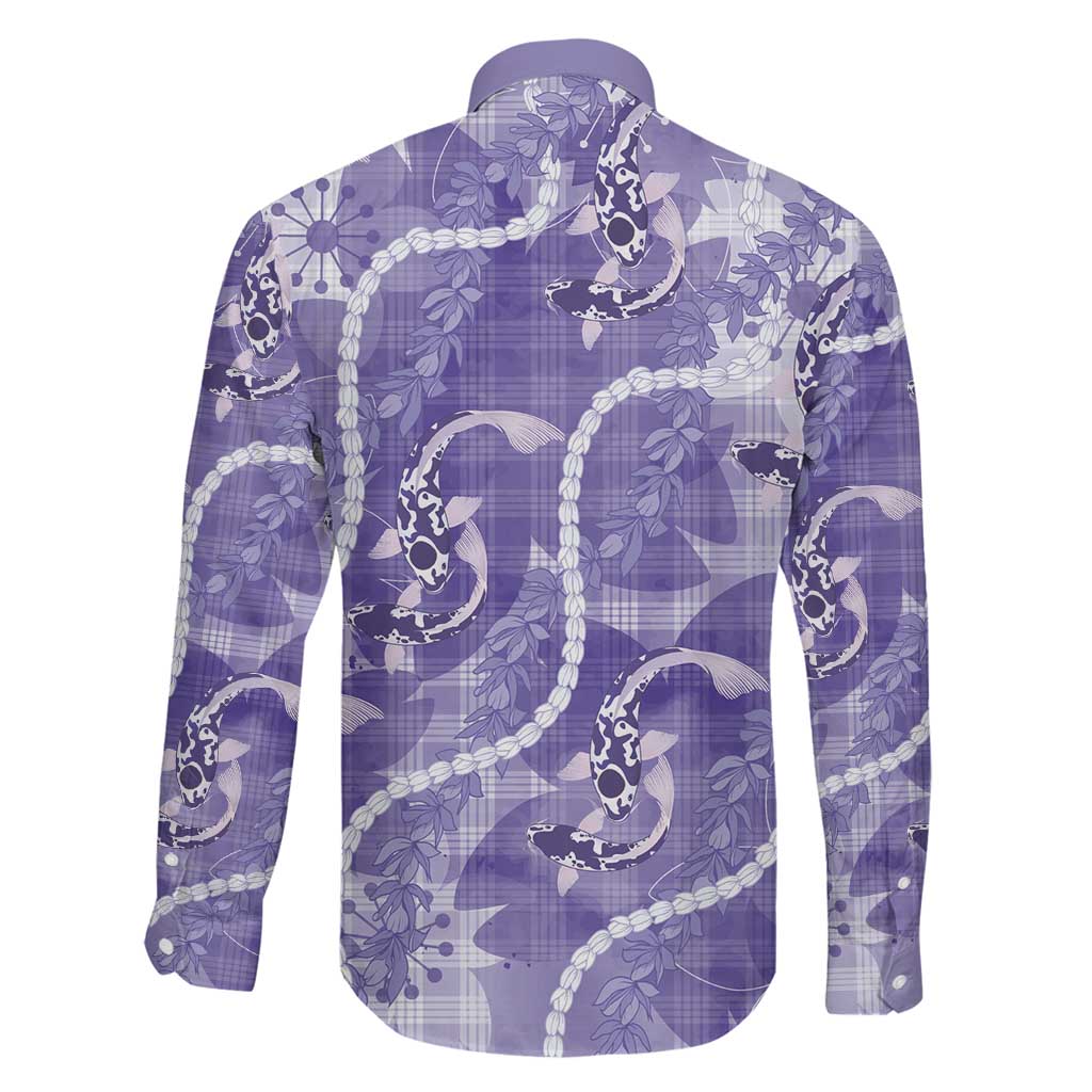 Japanese Koi Fish Family Matching Short Sleeve Bodycon Dress and Hawaiian Shirt Purple Wagara Palaka Honohono Pikake Lei LT9 - Polynesian Pride