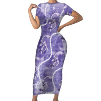 Japanese Koi Fish Family Matching Short Sleeve Bodycon Dress and Hawaiian Shirt Purple Wagara Palaka Honohono Pikake Lei LT9 Mom's Dress Purple - Polynesian Pride