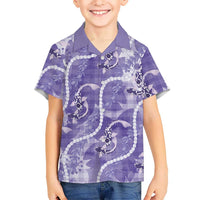 Japanese Koi Fish Family Matching Short Sleeve Bodycon Dress and Hawaiian Shirt Purple Wagara Palaka Honohono Pikake Lei LT9 Son's Shirt Purple - Polynesian Pride