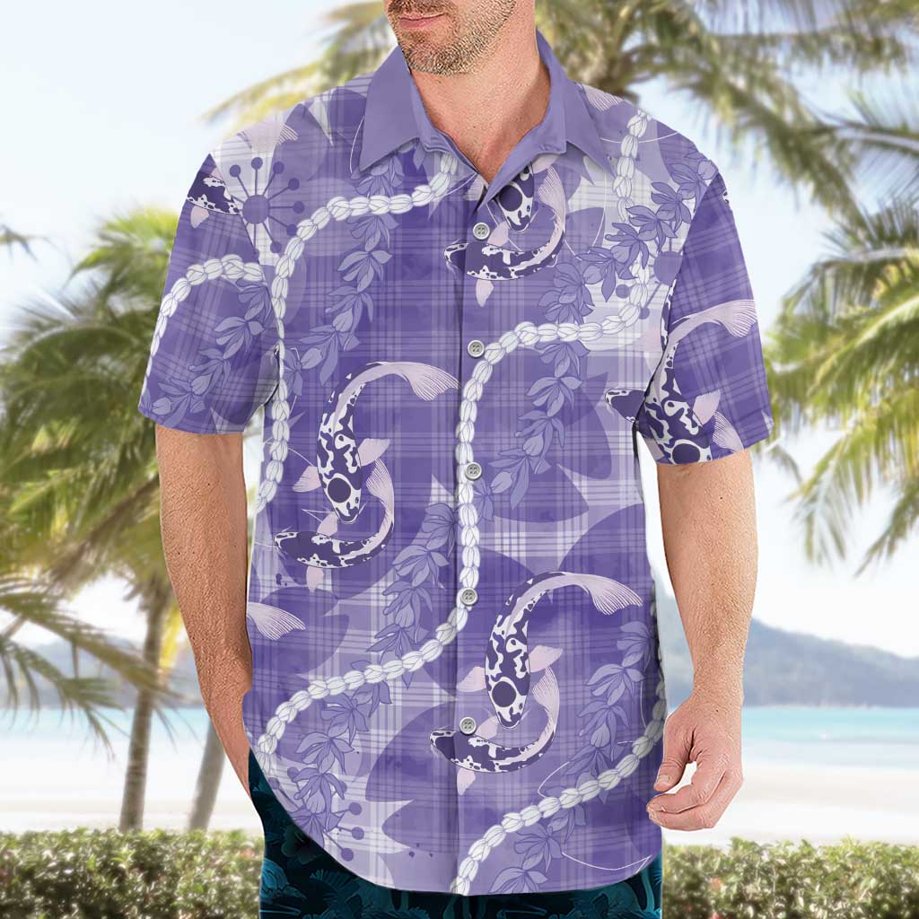 Japanese Koi Fish Hawaiian Shirt Purple Wagara Palaka Honohono Pikake Lei LT9 - Polynesian Pride