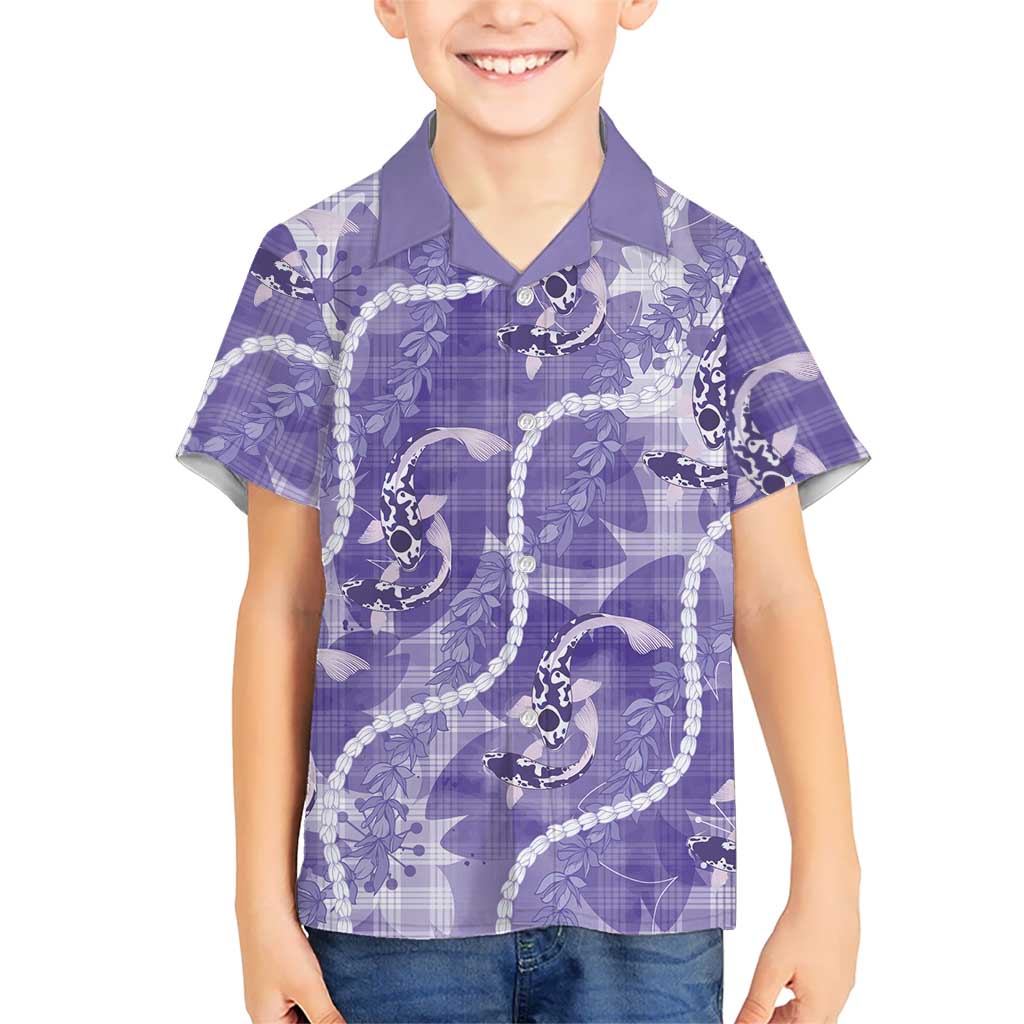 Japanese Koi Fish Hawaiian Shirt Purple Wagara Palaka Honohono Pikake Lei LT9 - Polynesian Pride