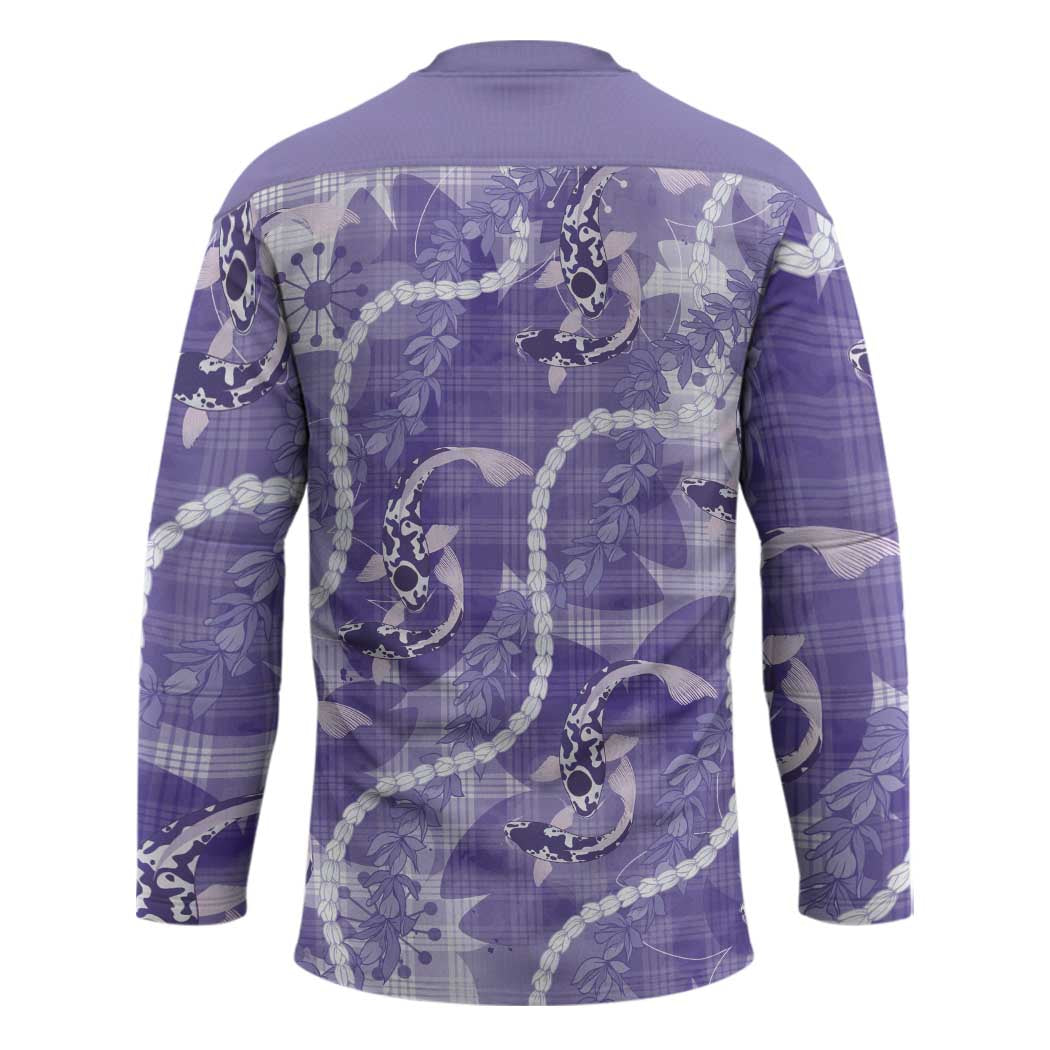 Japanese Koi Fish Hockey Jersey Purple Wagara Palaka Honohono Pikake Lei LT9 - Polynesian Pride