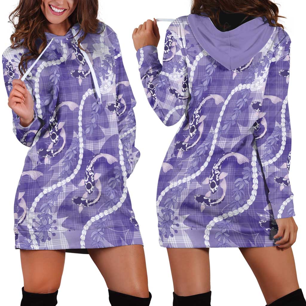 Japanese Koi Fish Hoodie Dress Purple Wagara Palaka Honohono Pikake Lei