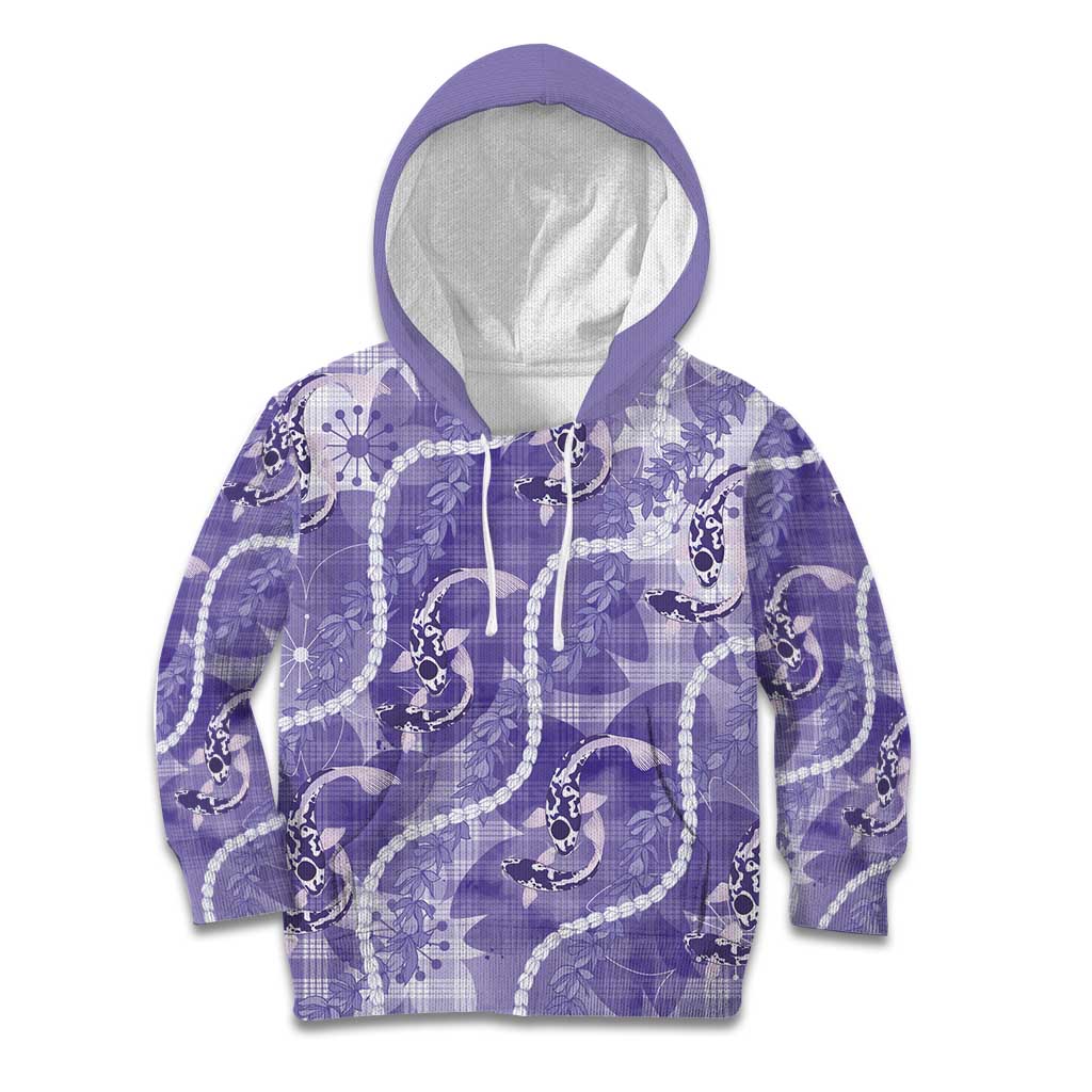Japanese Koi Fish Kid Hoodie Purple Wagara Palaka Honohono Pikake Lei