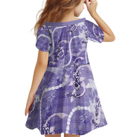 Japanese Koi Fish Kid Short Sleeve Dress Purple Wagara Palaka Honohono Pikake Lei LT9 - Polynesian Pride
