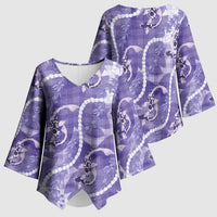 Japanese Koi Fish Kimono Sleeve Blouse Purple Wagara Palaka Honohono Pikake Lei