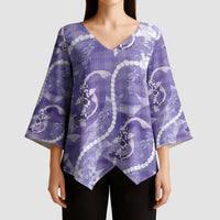 Japanese Koi Fish Kimono Sleeve Blouse Purple Wagara Palaka Honohono Pikake Lei