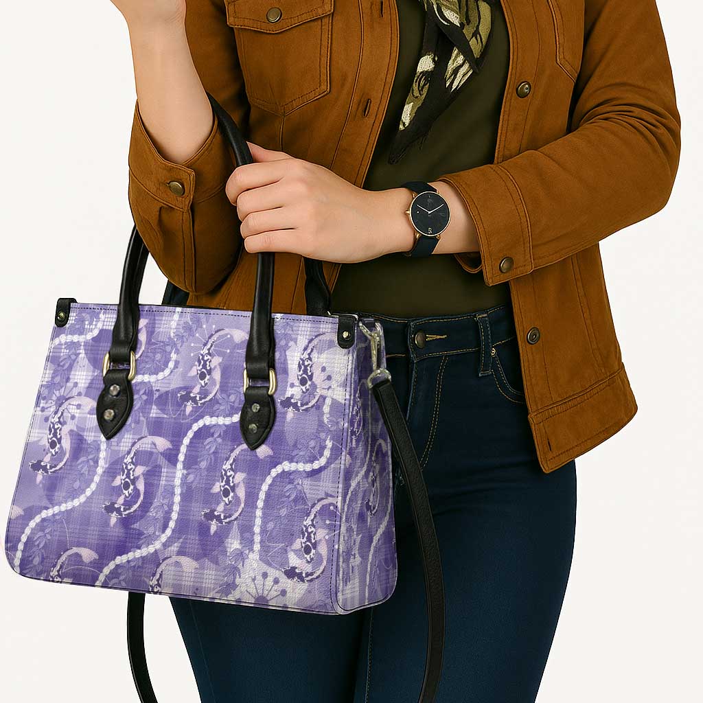 Japanese Koi Fish Leather Bag Purple Wagara Palaka Honohono Pikake Lei
