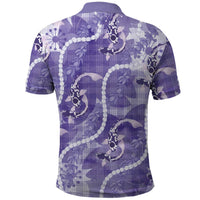 Japanese Koi Fish Polo Shirt Purple Wagara Palaka Honohono Pikake Lei