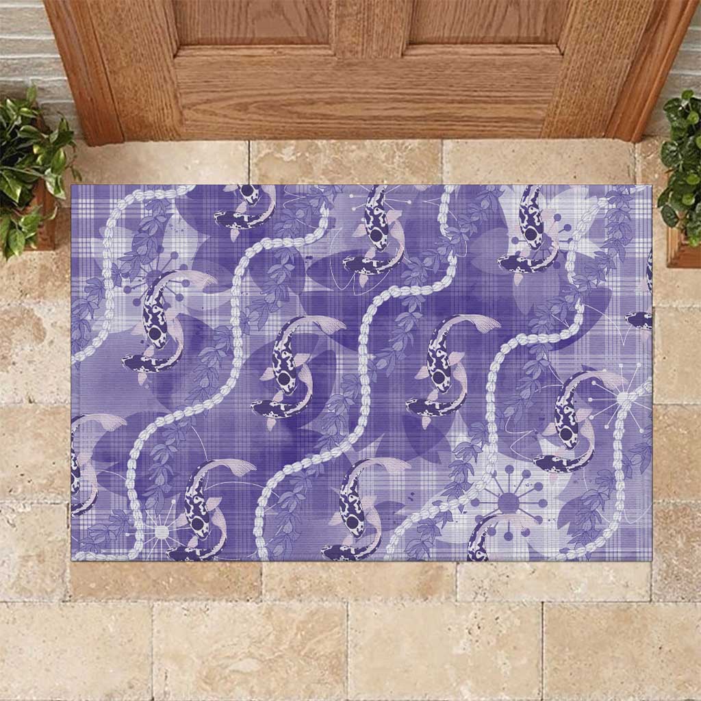 Japanese Koi Fish Rubber Doormat Purple Wagara Palaka Honohono Pikake Lei