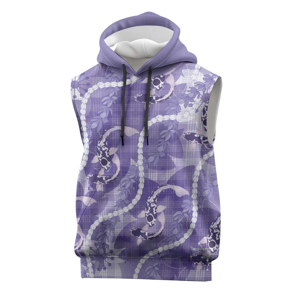 Japanese Koi Fish Sleeveless Hoodie Purple Wagara Palaka Honohono Pikake Lei LT9 Purple - Polynesian Pride