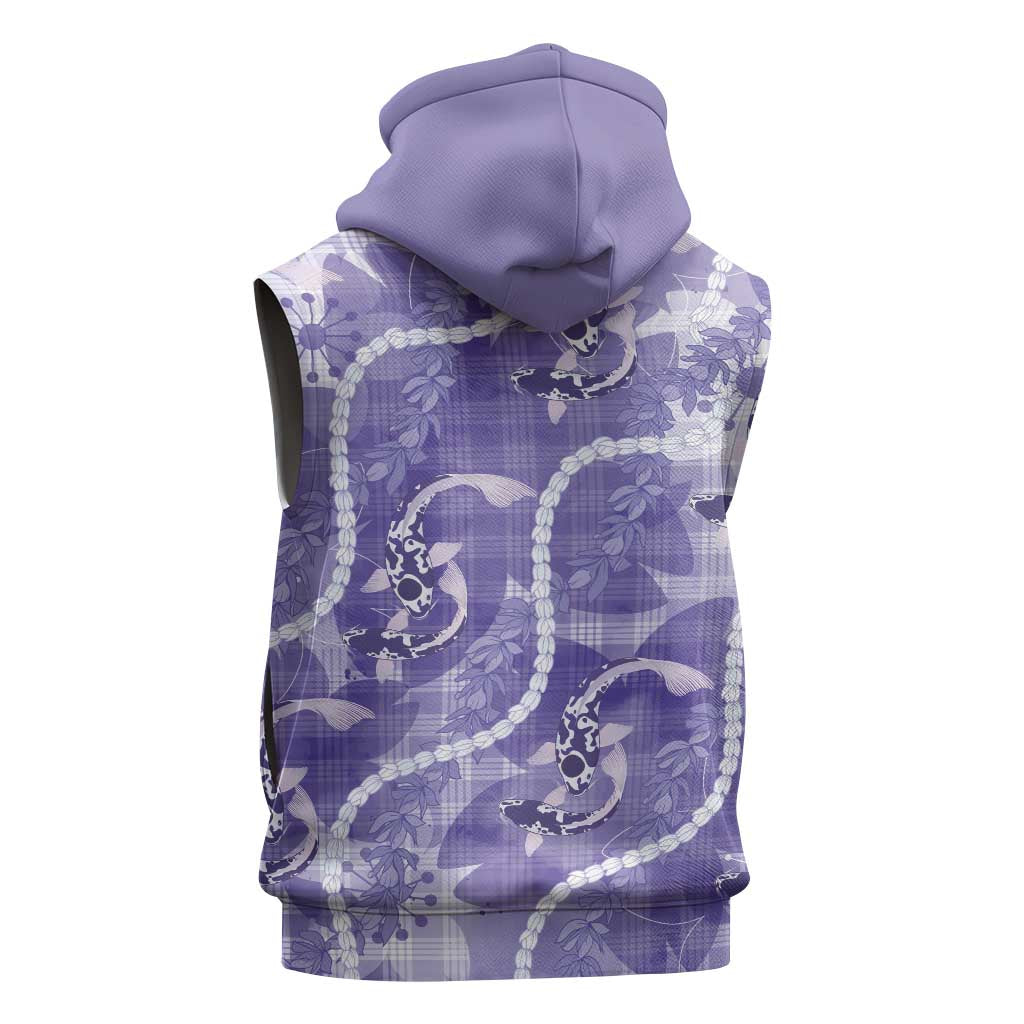 Japanese Koi Fish Sleeveless Hoodie Purple Wagara Palaka Honohono Pikake Lei LT9 - Polynesian Pride