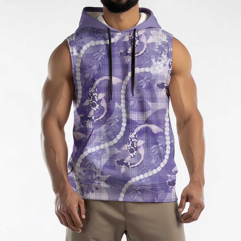 Japanese Koi Fish Sleeveless Hoodie Purple Wagara Palaka Honohono Pikake Lei LT9 - Polynesian Pride