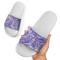 Japanese Koi Fish Slide Sandals Purple Wagara Palaka Honohono Pikake Lei