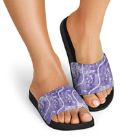 Japanese Koi Fish Slide Sandals Purple Wagara Palaka Honohono Pikake Lei