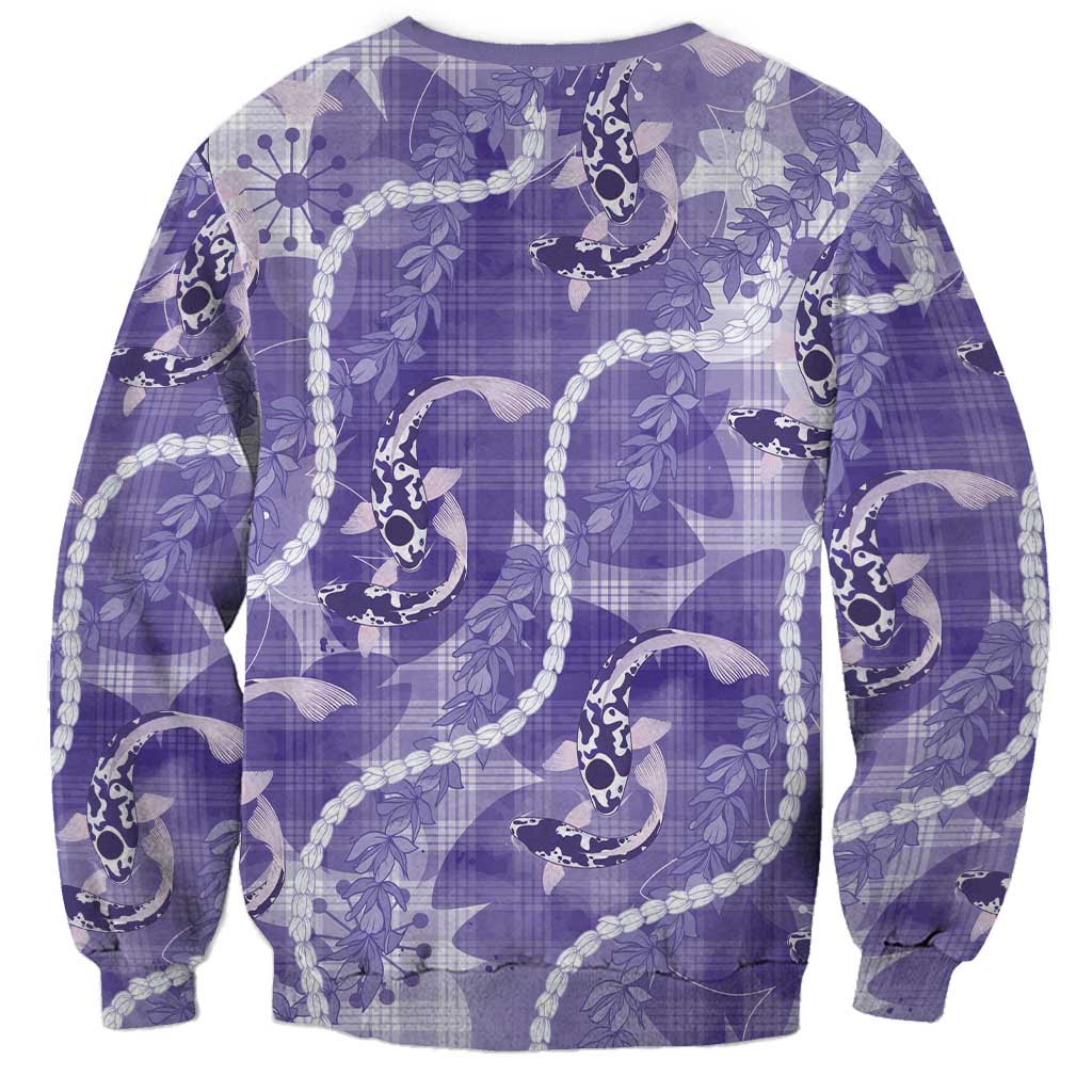 Japanese Koi Fish Sweatshirt Purple Wagara Palaka Honohono Pikake Lei LT9 - Polynesian Pride