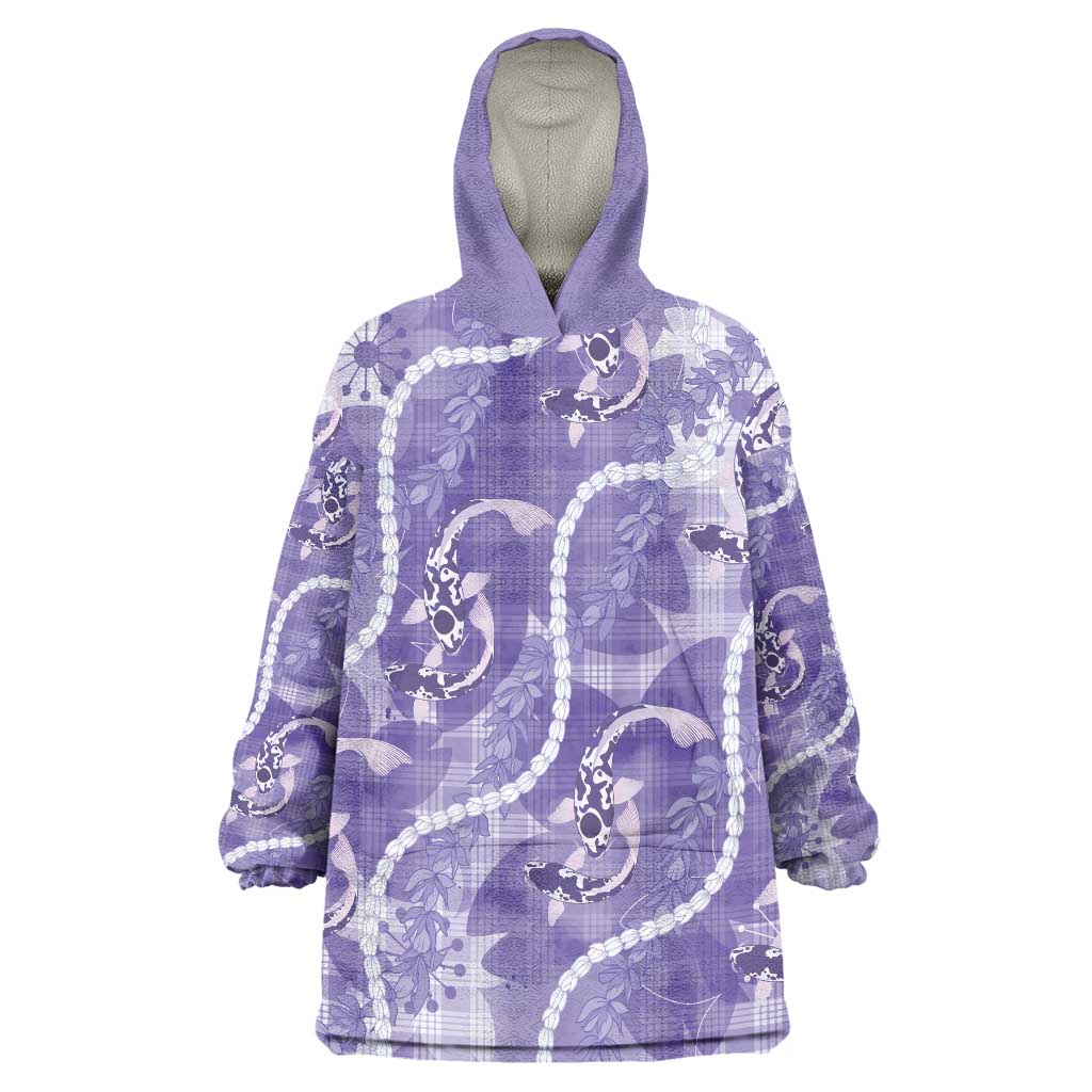 Japanese Koi Fish Wearable Blanket Hoodie Purple Wagara Palaka Honohono Pikake Lei