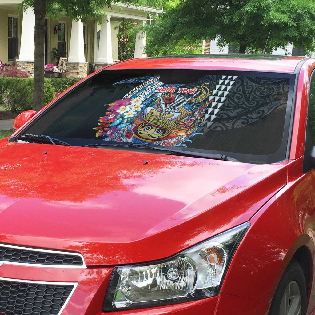 Personalized Japanese Koi Fish Ramen Auto Sun Shade Aloha Shark Kakau Pattern