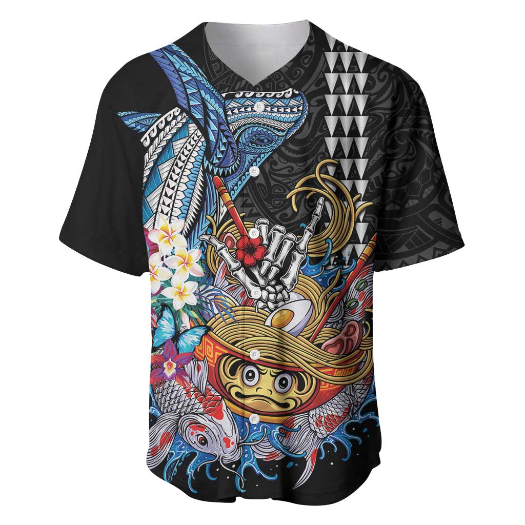 Personalized Japanese Koi Fish Ramen Baseball Jersey Aloha Shark Kakau Pattern
