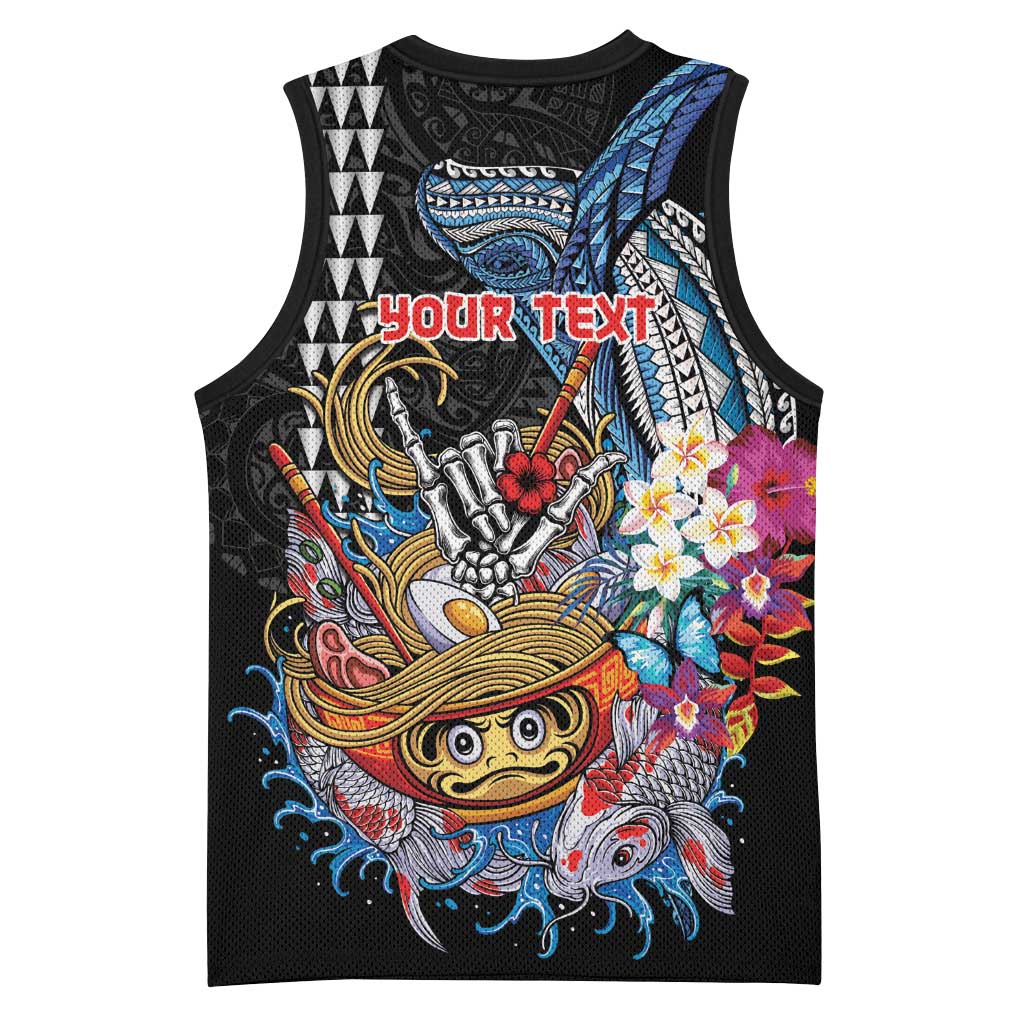 Personalized Japanese Koi Fish Ramen Basketball Jersey Aloha Shark Kakau Pattern