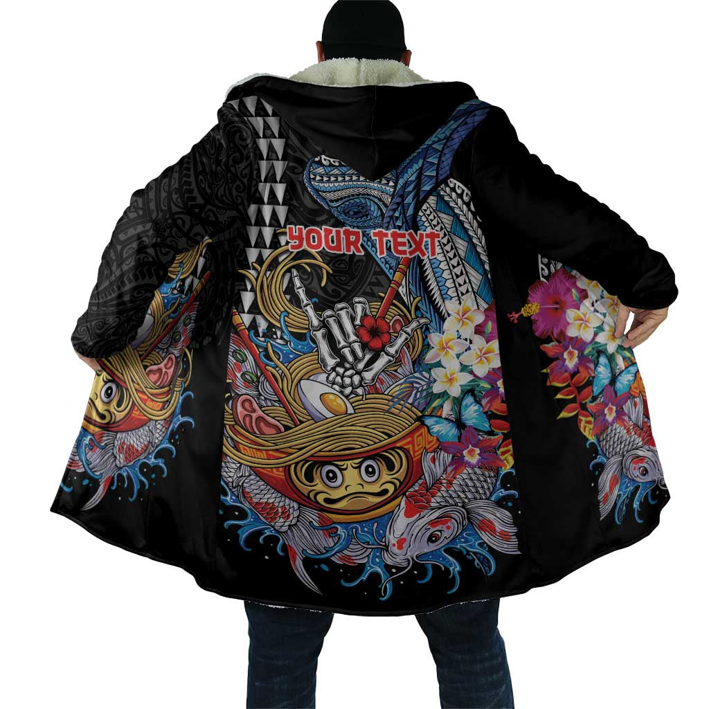 Personalized Japanese Koi Fish Ramen Cloak Aloha Shark Kakau Pattern