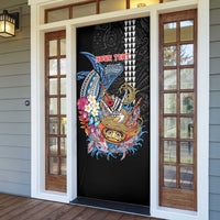 Personalized Japanese Koi Fish Ramen Door Cover Aloha Shark Kakau Pattern