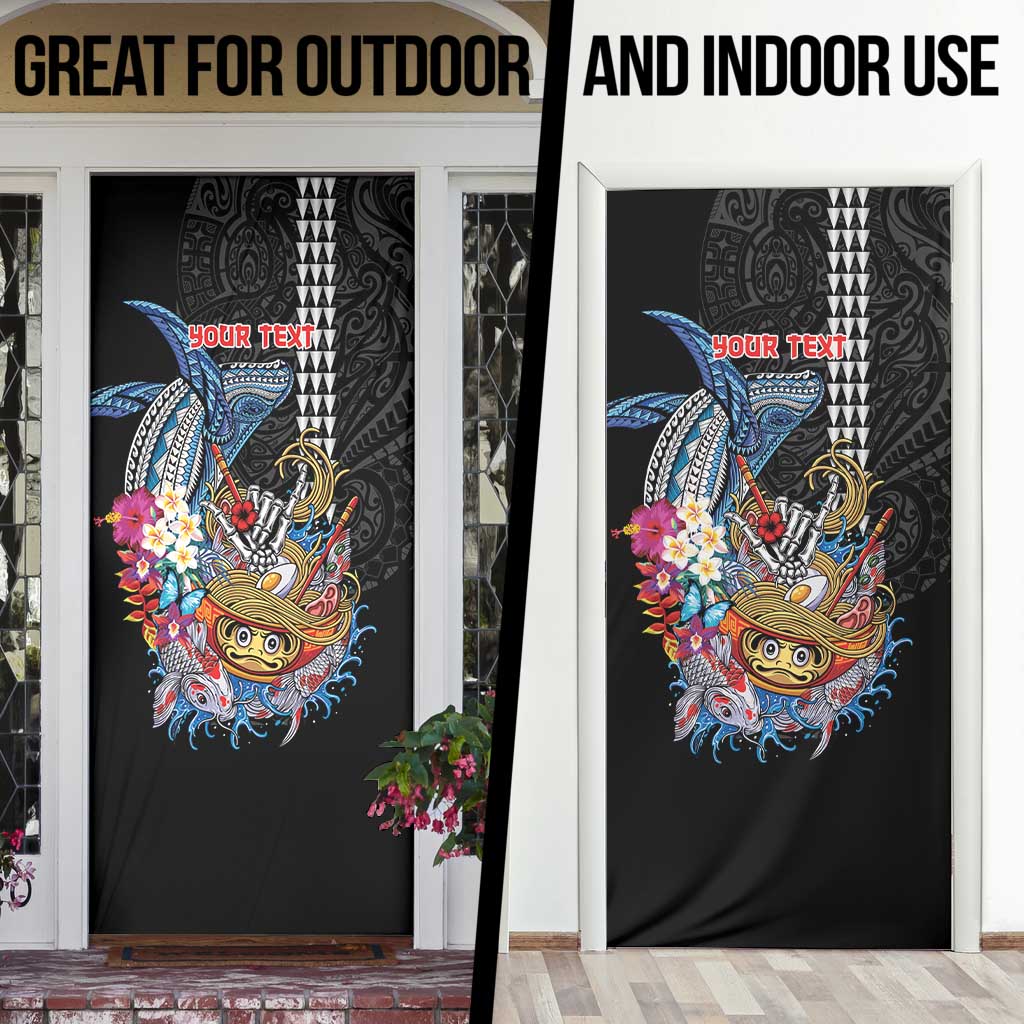 Personalized Japanese Koi Fish Ramen Door Cover Aloha Shark Kakau Pattern