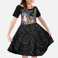 Personalized Japanese Koi Fish Ramen Family Matching Summer Maxi Dress and Hawaiian Shirt Aloha Shark Kakau Pattern