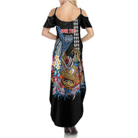 Personalized Japanese Koi Fish Ramen Family Matching Summer Maxi Dress and Hawaiian Shirt Aloha Shark Kakau Pattern