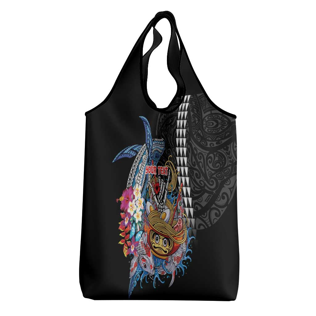 Personalized Japanese Koi Fish Ramen Grocery Bag Aloha Shark Kakau Pattern