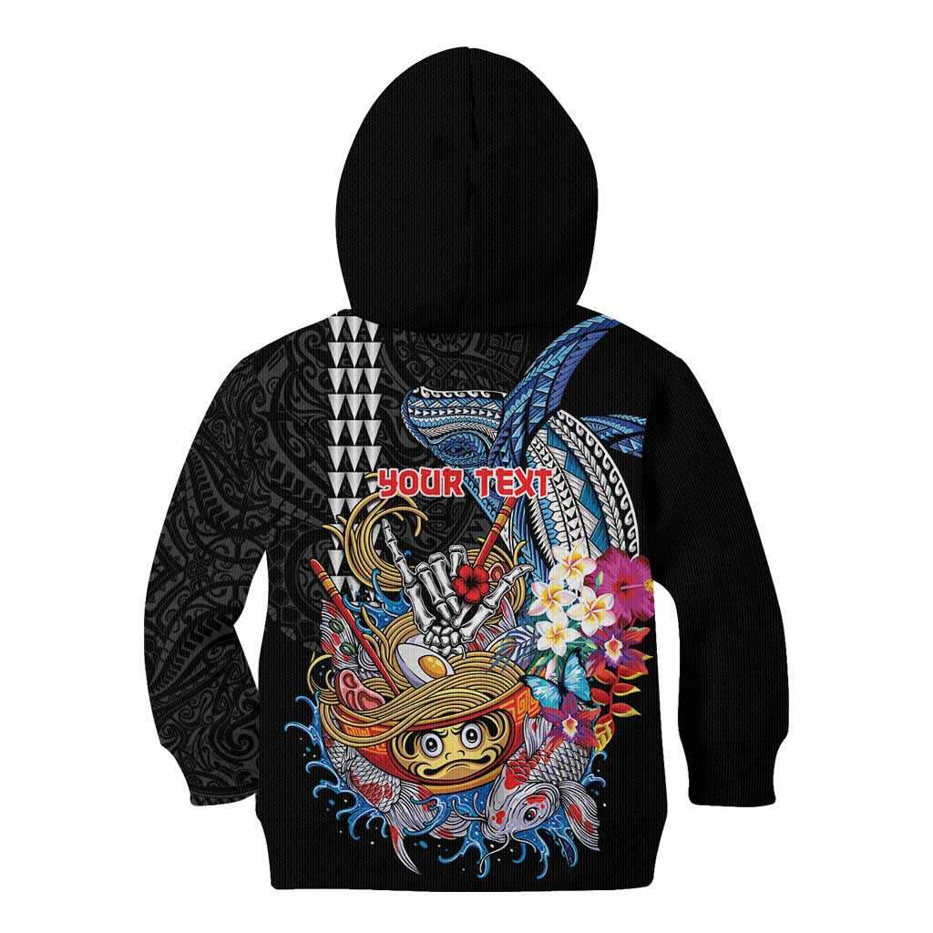 Personalized Japanese Koi Fish Ramen Kid Hoodie Aloha Shark Kakau Pattern