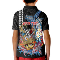 Personalized Japanese Koi Fish Ramen Kid Polo Shirt Aloha Shark Kakau Pattern