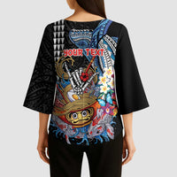 Personalized Japanese Koi Fish Ramen Kimono Sleeve Blouse Aloha Shark Kakau Pattern