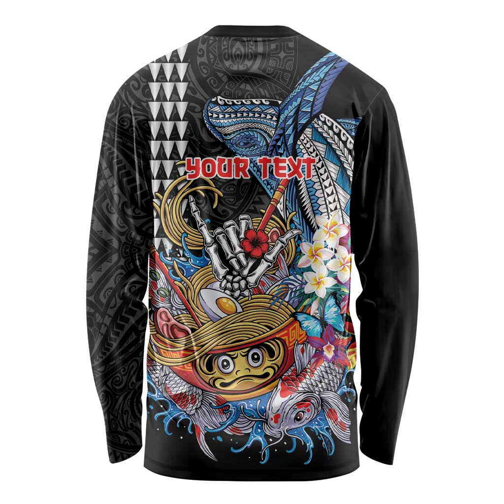 Personalized Japanese Koi Fish Ramen Long Sleeve Shirt Aloha Shark Kakau Pattern
