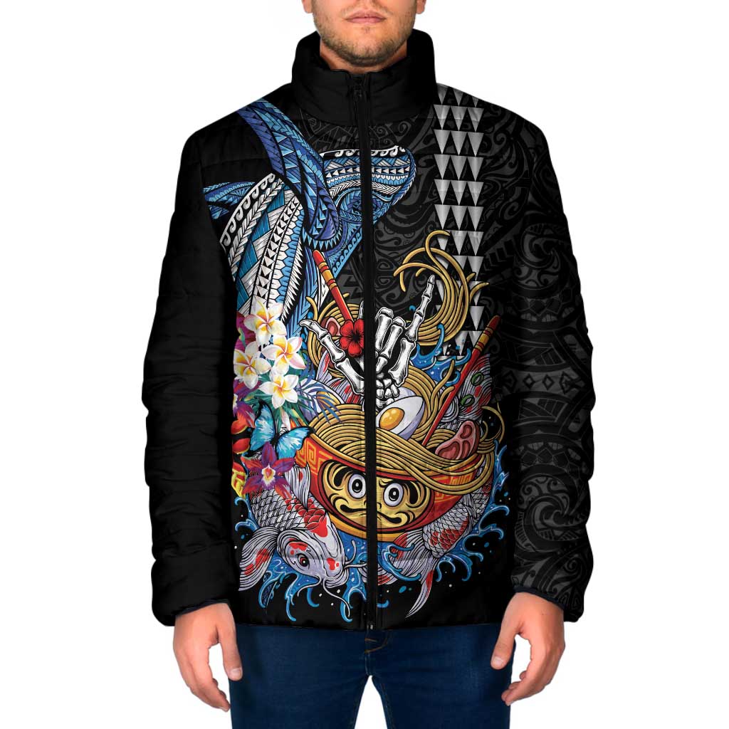 Personalized Japanese Koi Fish Ramen Padded Jacket Aloha Shark Kakau Pattern