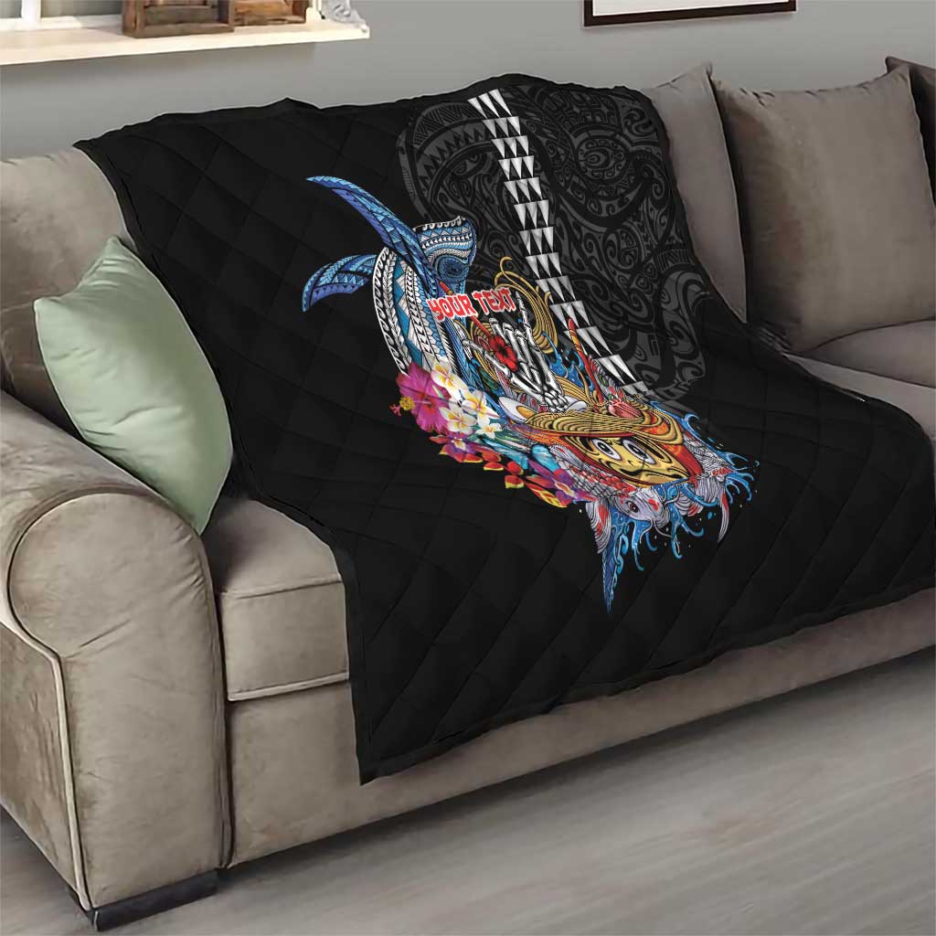 Personalized Japanese Koi Fish Ramen Quilt Aloha Shark Kakau Pattern LT9 - Polynesian Pride