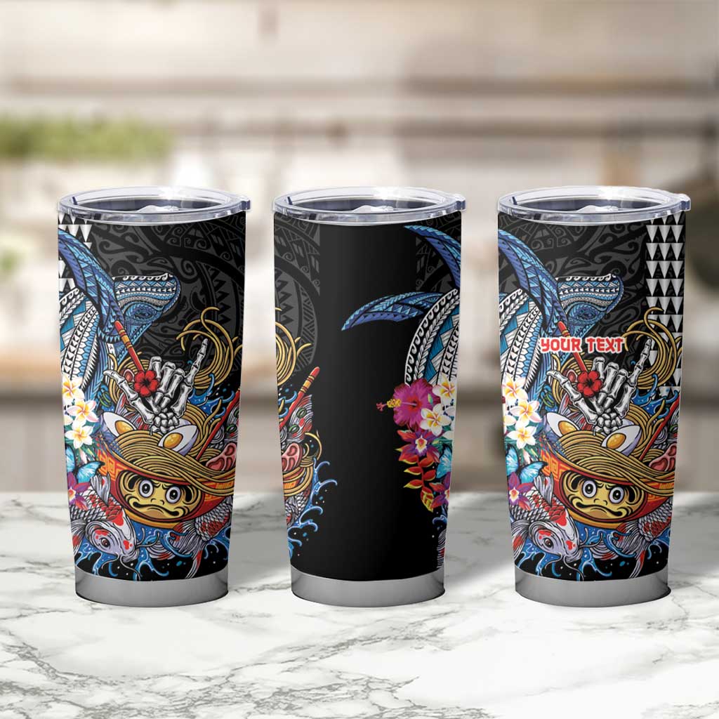 Personalized Japanese Koi Fish Ramen Tumbler Cup Aloha Shark Kakau Pattern