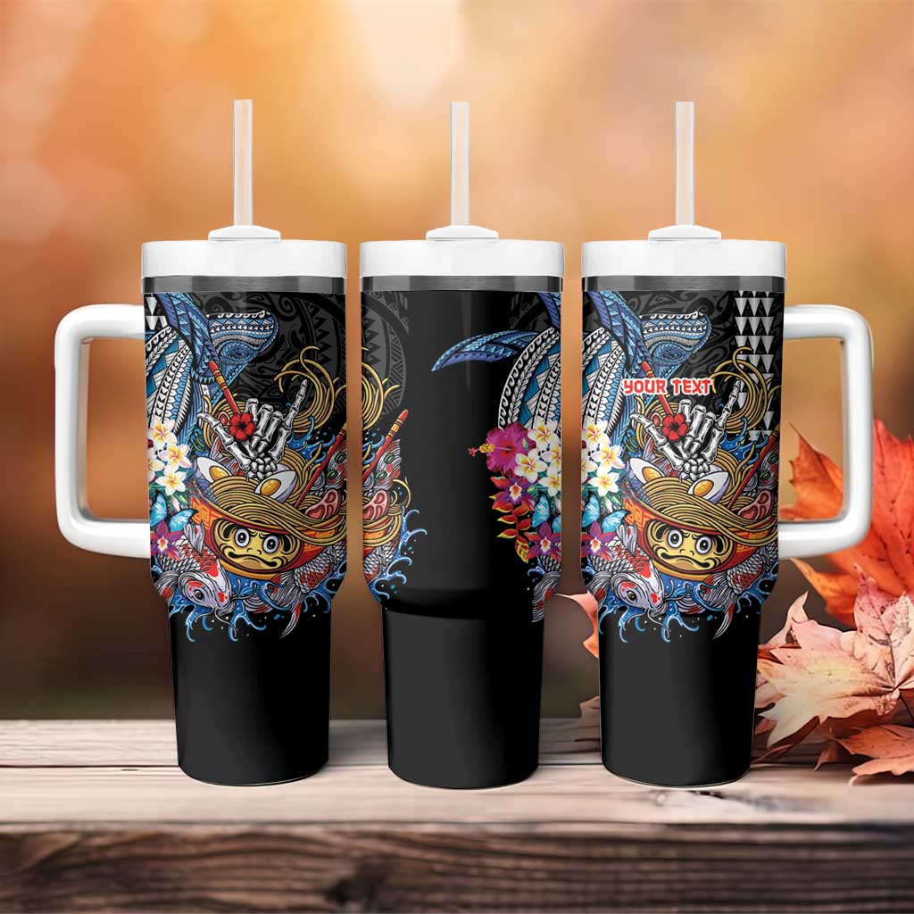 Personalized Japanese Koi Fish Ramen Tumbler With Handle Aloha Shark Kakau Pattern
