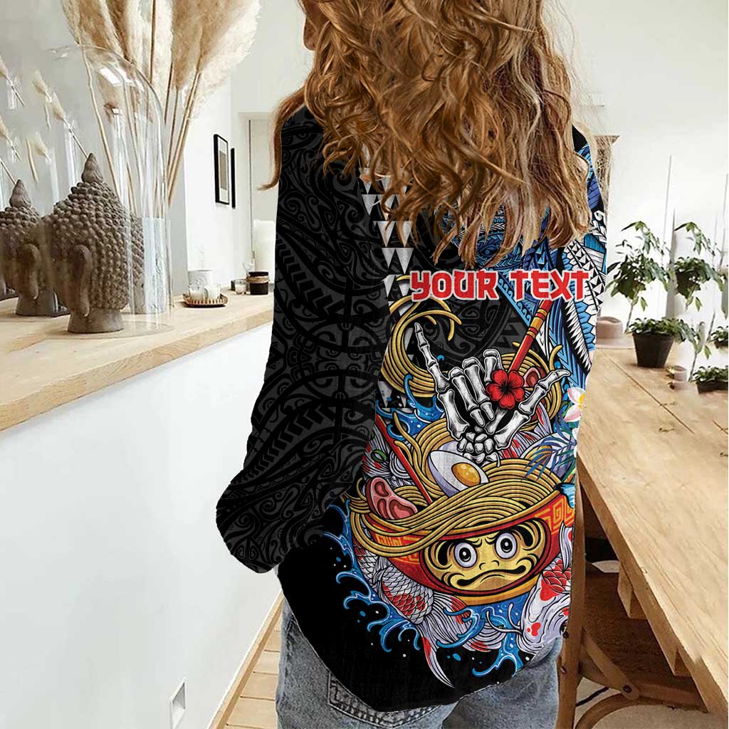 Personalized Japanese Koi Fish Ramen Women Casual Shirt Aloha Shark Kakau Pattern LT9 - Polynesian Pride