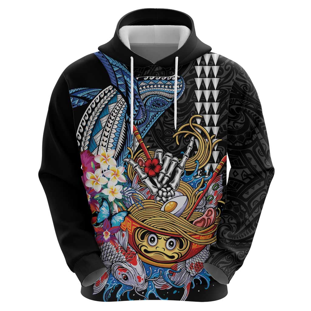 Personalized Japanese Koi Fish Ramen Zip Hoodie Aloha Shark Kakau Pattern