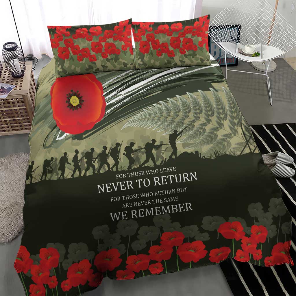 ANZAC Day We Remember Bedding Set Maori Silver Fern Camouflage Motif