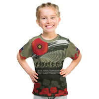ANZAC Day We Remember Kid T Shirt Maori Silver Fern Camouflage Motif LT9 Green - Polynesian Pride
