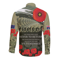 ANZAC Day We Remember Long Sleeve Button Shirt Maori Silver Fern Camouflage Motif LT9 - Polynesian Pride